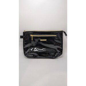 Isaac Mizrahi Black Faux-PVC Zippered Pouch